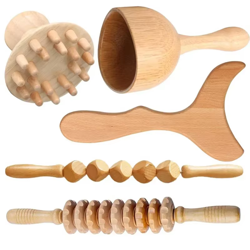 5Pcs Maderotherapy Kit For Reductive Massage Body Sculpturing Anti Cellulite Maderoterapia Roller Set Wood Therapy Massage Tools