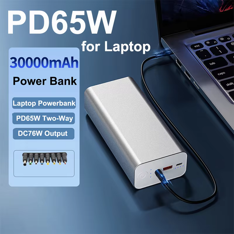 Power Bank 30000mAh with 12V DC Portable PD 65W Fast Charging External Battery Powerbank For Laptop iPhone Samsung Xiaomi Huawei