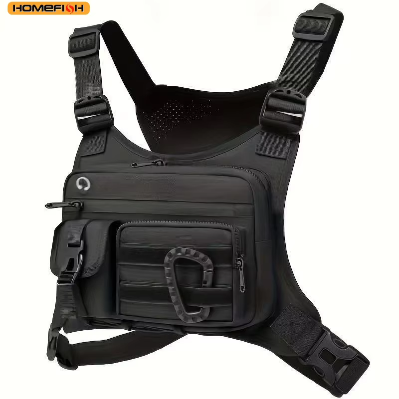 HOMEFISH Outdoor Chest Bag For Men and Women, Tactical Vest For Running, Cycling, EDC Chest Pack Rig For Sports and Workouts