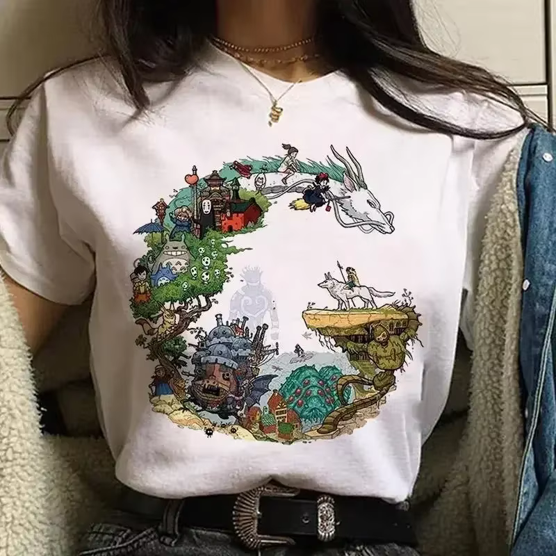 Summer Comfortable Casual Short Sleeve T-Shirt Japanese Anime Harajuku Cute Clothing T-Shirt Women's Clothing Fashion Top Y2k