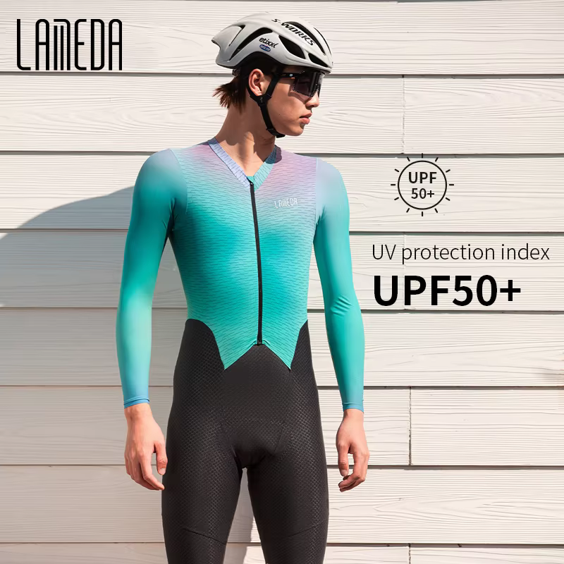 LAMEDA Pro Men‘s Cycling Jumpsuit Race Skinsuits for Cycling Speed Suit Long Sleeve Jersey Road Mountain Bike Shorts Bike Suits