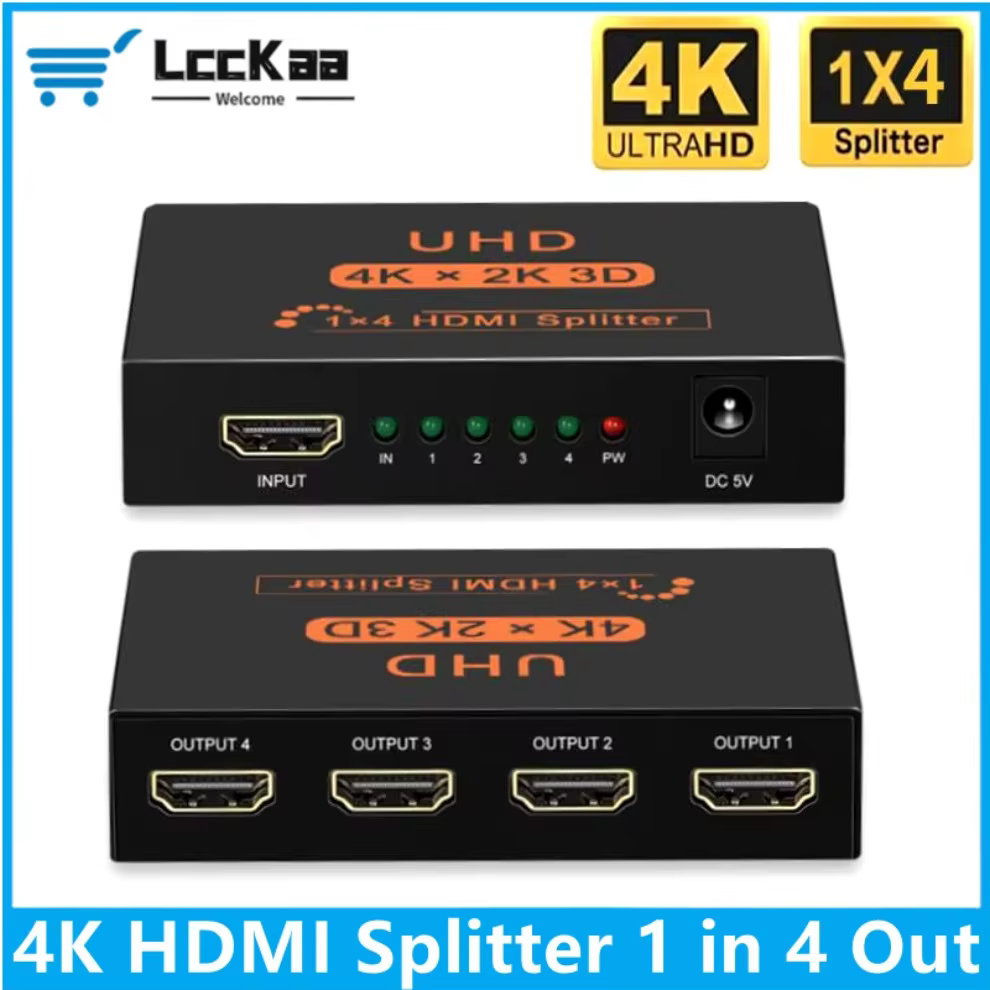 HDMI-compatible Splitter 1x4 Full HD 4K Audio Video Splitter 1 in 4 out HDMI Splitter Amplifier Adapter For HDTV DVD PS3 Xbox