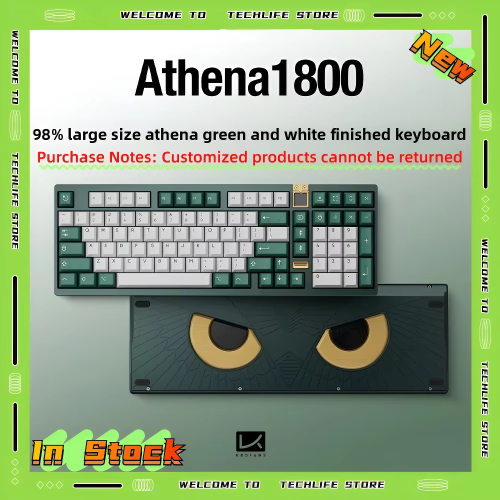 TechLife Athena 1800 Wired Mechanical Gaming Keyboard 100 Layout Hot-Swappable CNC Aluminum Case RGB Backlit OLED Pre-built