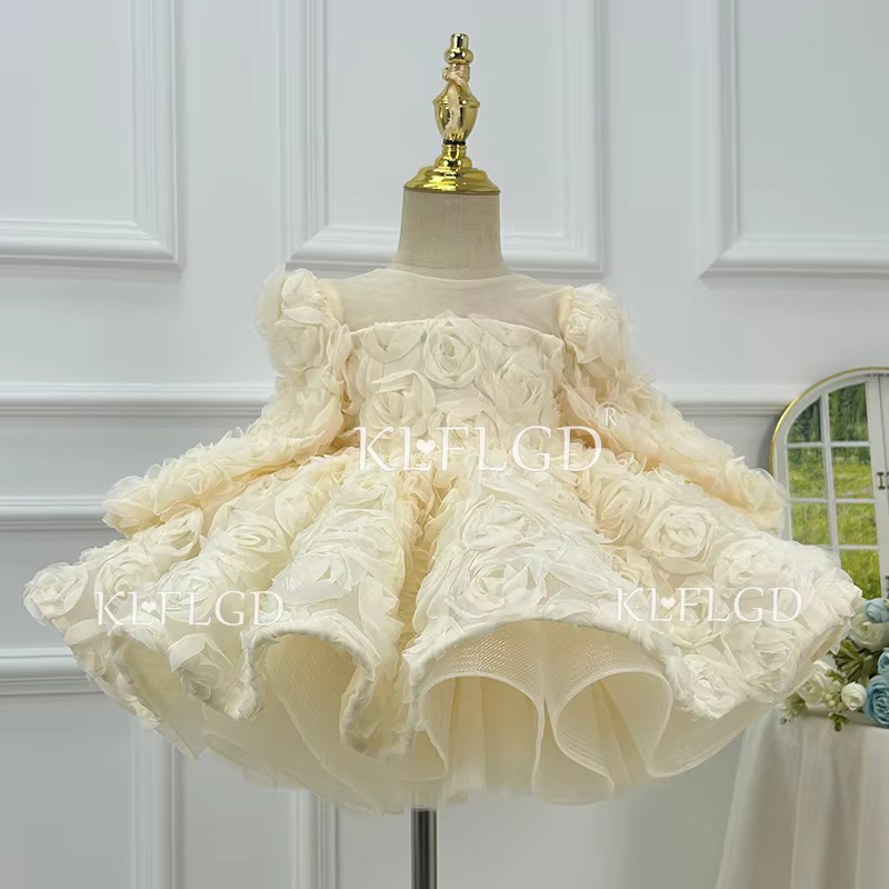Baby girls party dresses pink elegant kids beauty pageant clothing gorgeous Baby girl one-piece dress puff children's clothing