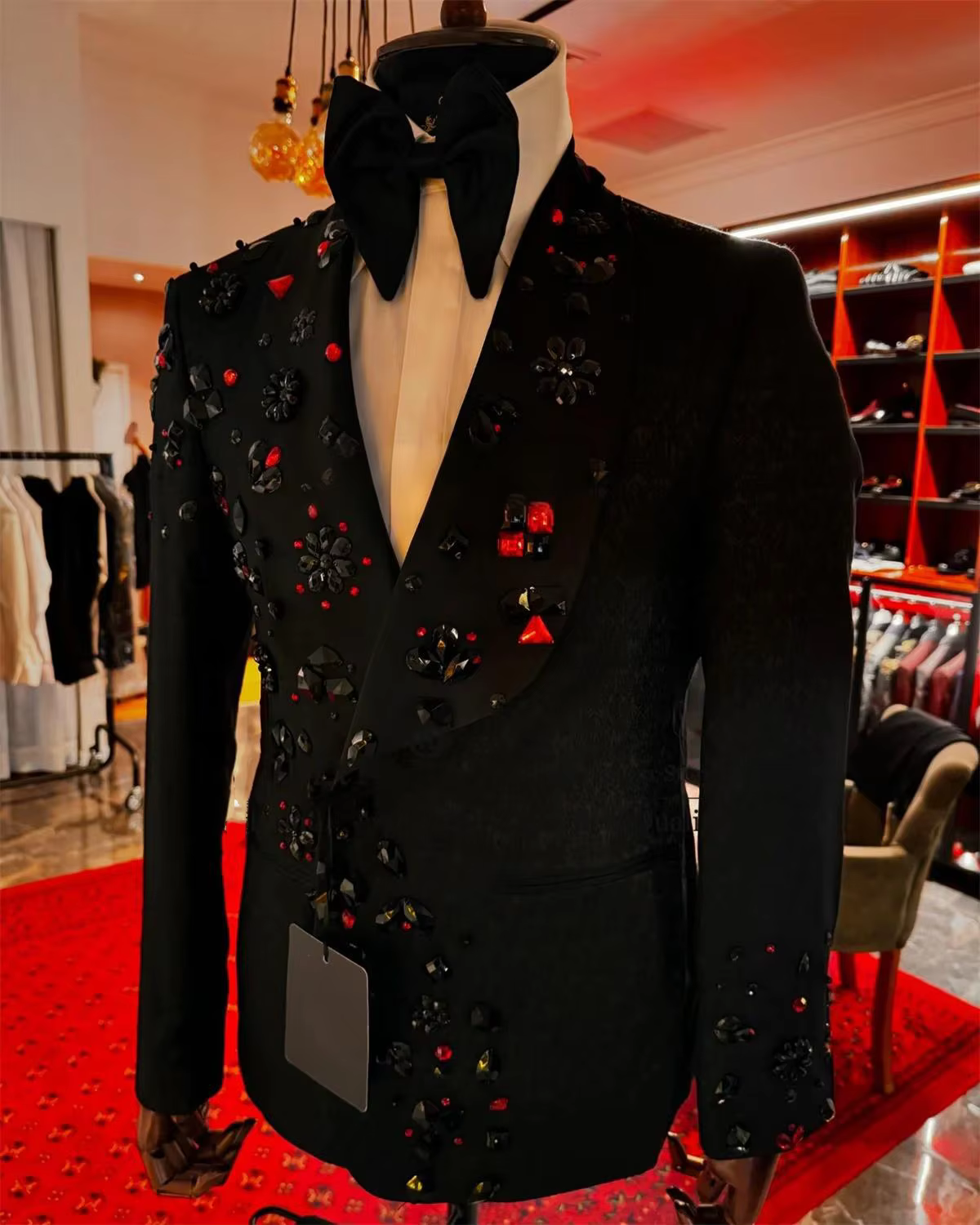 Luxury Crystal Beaded Men's 2-Piece Suit, Single Breasted Blazer and Pants Set for Wedding, Prom and Formal Gala Events.