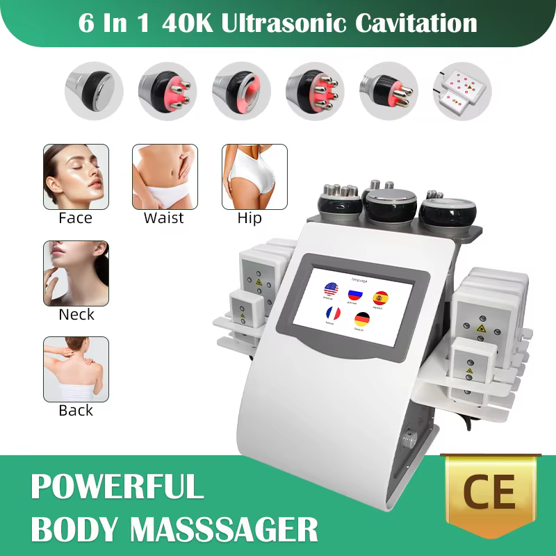 6 in 1 Vacuum Laser Radio Frequency RF 40K Cavi Lipo Slimming Ultrasonic Liposuction Cavitation Machine For Spa