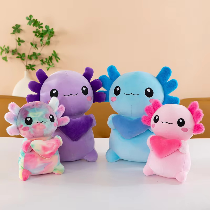 Grenzüberschreitendes neues Modell Axolotl-Plüschtier in vier Farben, grenzüberschreitendes sechseckiges Dinosaurier-Spielzeug, weicher Axolotl für Paare