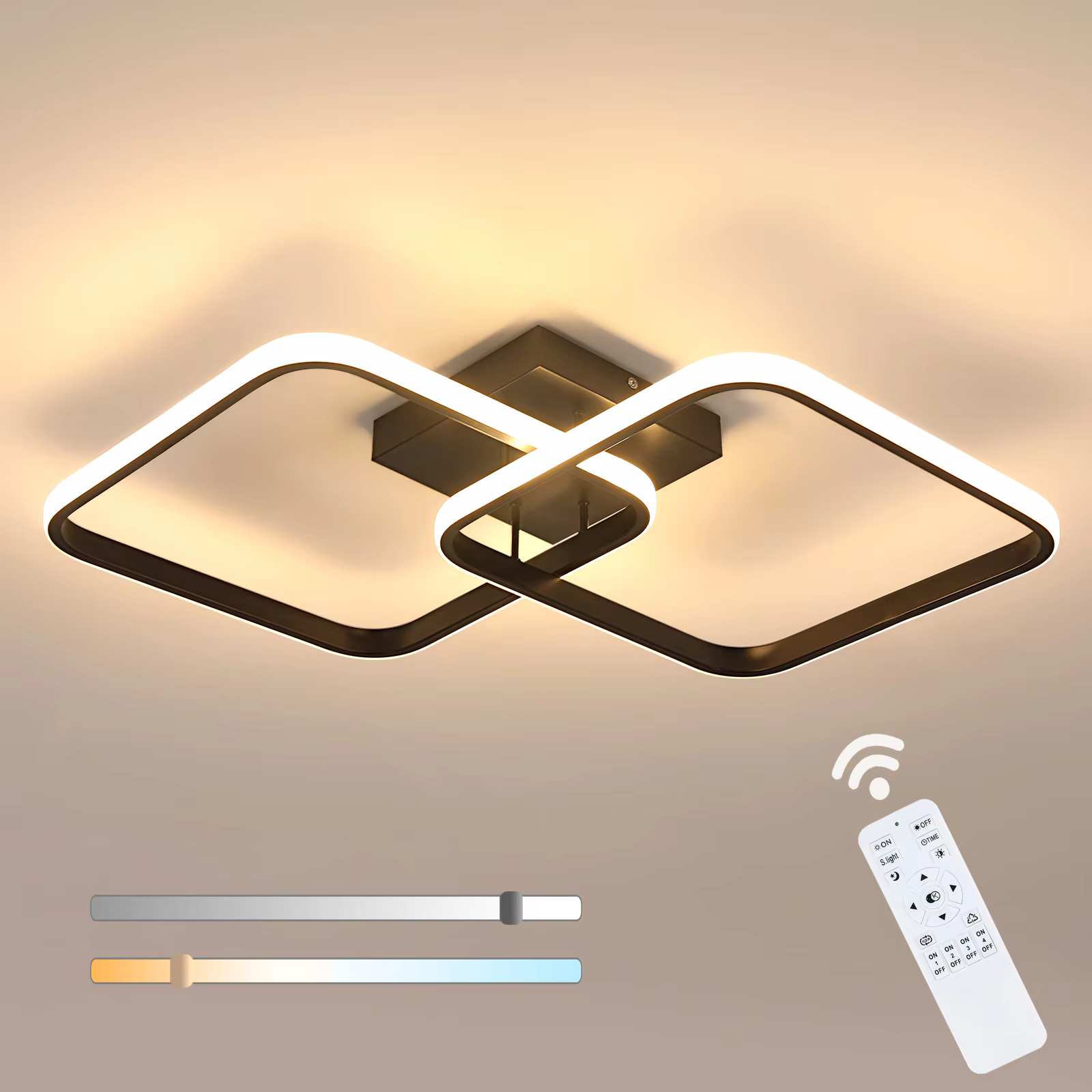 Dimmable LED Ceiling Light with Remote Control,50W 5600LM Modern LED Chandelier 3000K-6500K Adjustable Brightness