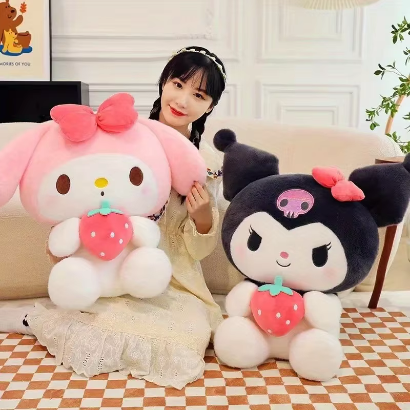 Sanrio Hello Kitty 9.84 inch sitting strawberry Kulomi melody plush toy home decoration accessories birthday gift holiday gift