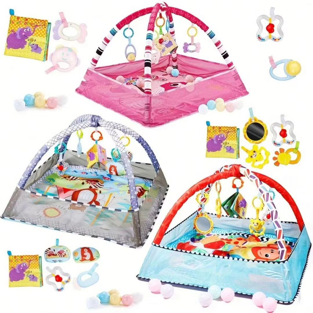 Infant Playpen Gym with Hanging Toys, Activity Play Mat for Baby Exercise Development, Newborn Fitness Playground Activity Cente