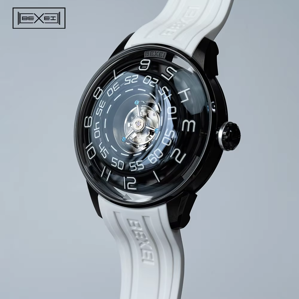 BEXEI Black Hole Tourbillon Mechanical Man Watch 9110 Luxury Skeleton Center Tourbillon Movement Luminous Men Watches Business