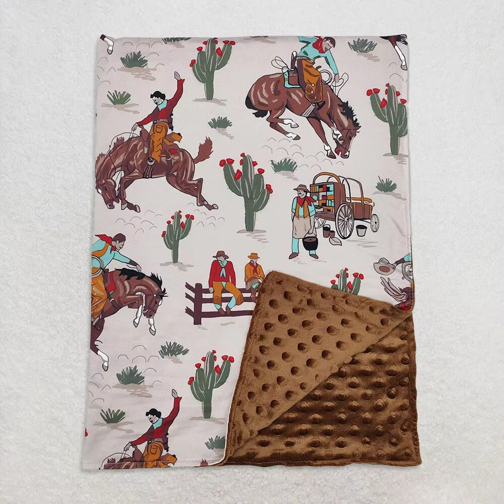 Brown Rodeo Cactus Baby Kids Western Blankets Soft Cozy Decorative Throw Blankets for Children's Room Bedding29*43 inches