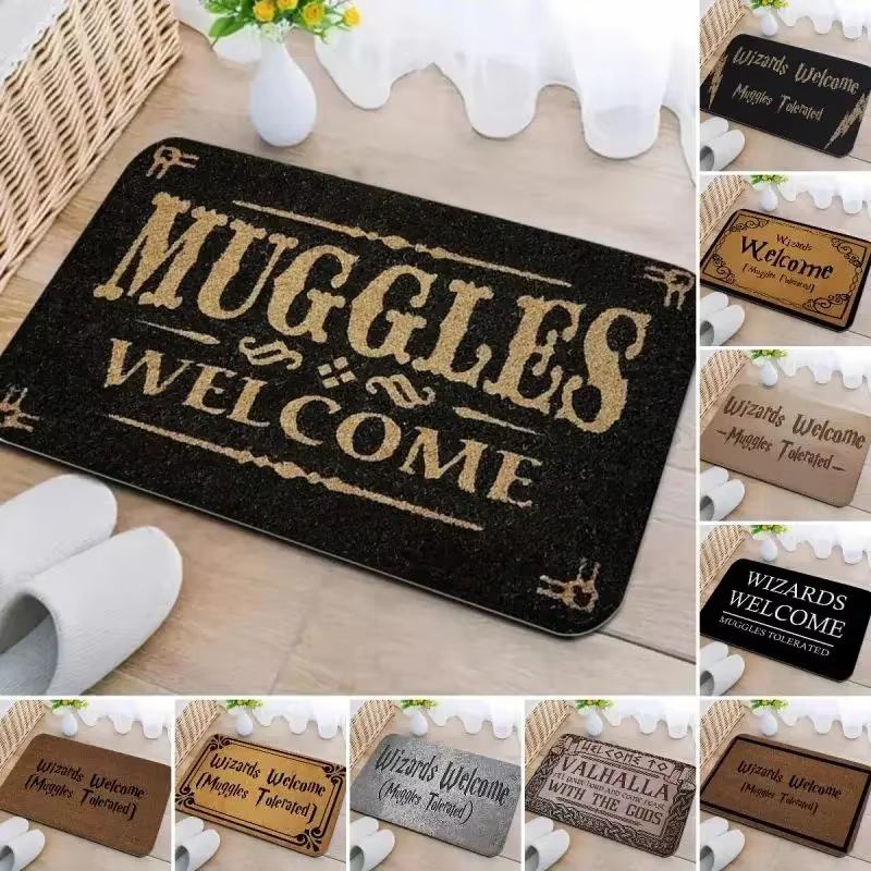 VIKAMA Non-Slip Welcome Muggles Doormat, Easy Clean Hard Wearing Entrance Rug for Living Room, Harry Potter Style Decorative Mat