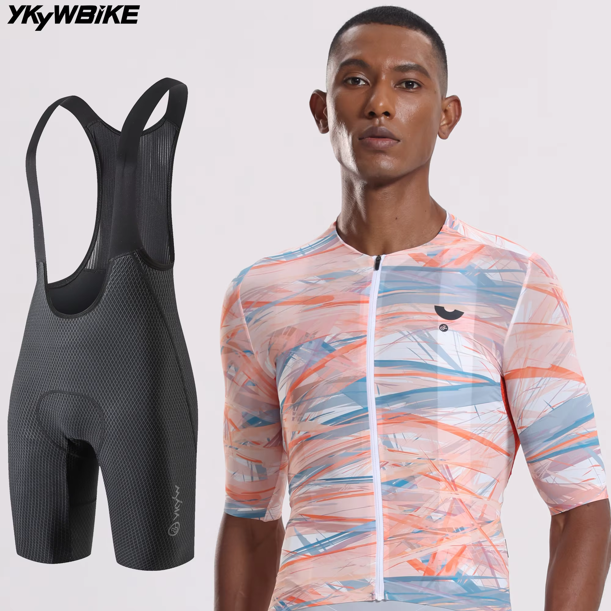 YKYWBIKE Men's Cycling Set Jersey Road Bike Kits Bib Shorts Bicycle Clothing Pro team Riding Summer Maillot Sets Slim Fit