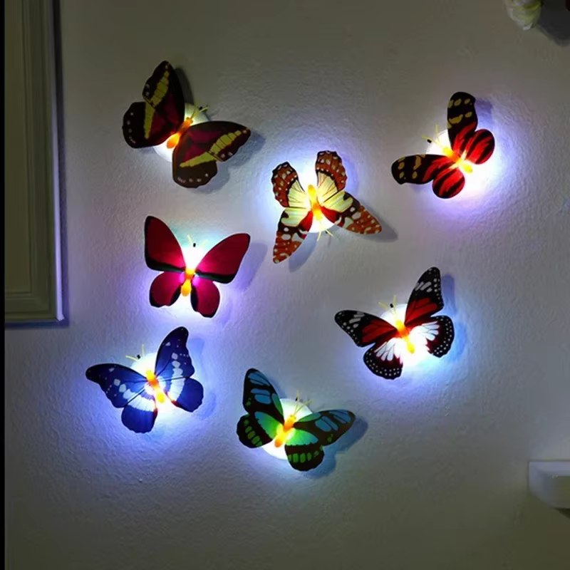 Butterfly Night Lights Pasteable 3D Butterfly Wall Stickers Lamps Home Decoration DIY Living Room Wall Sticker Lighting