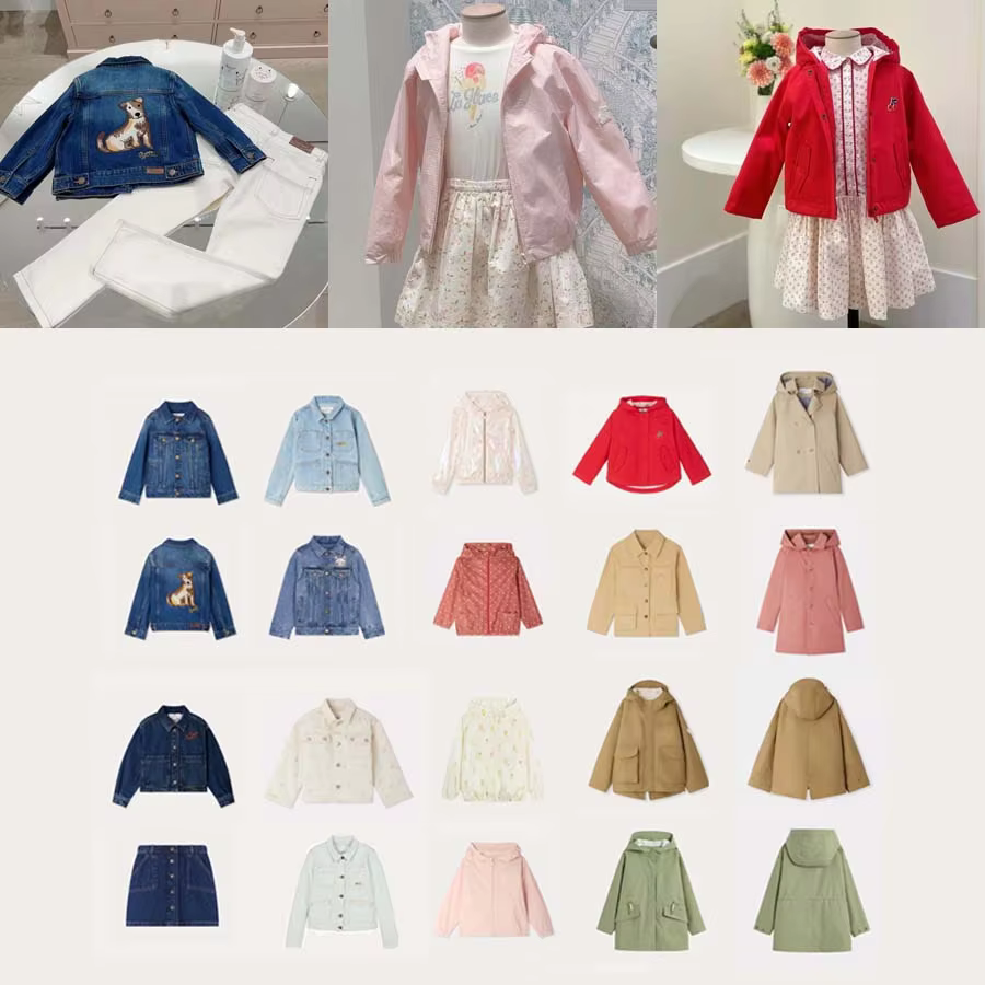 In Stock 2025 Autumn Winter BP Girls Coat Boy Hooded Jacket Kids Sweater for Girls Denim Jacket and Skirts Suit Boy Windbreaker