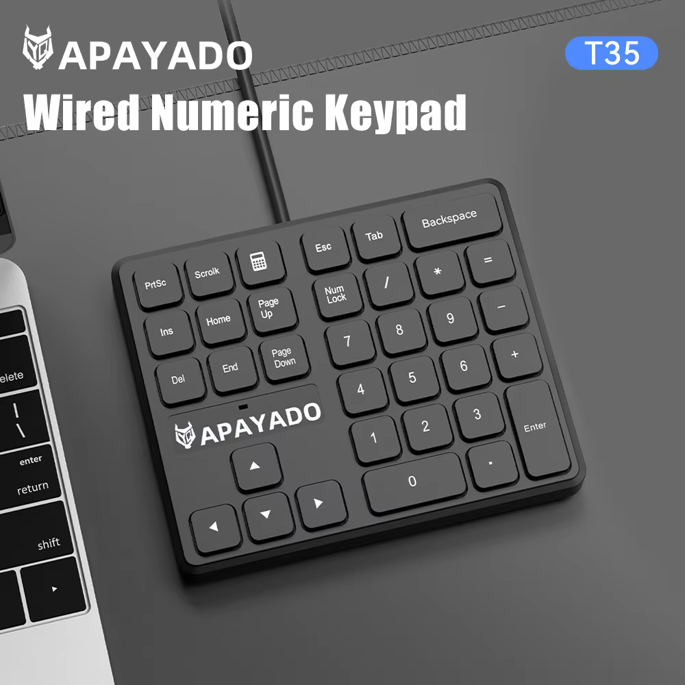 Apayado Wired Membrane Numeric Keypad USB Ultra-thin Silent Mini Number Pad One Key Quick Calculator Launch for Laptop Desktop O