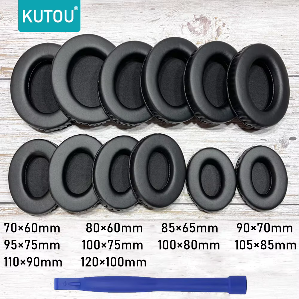 KUTOU Oval Ear Pads For Headphones Sponge Leather Foam Cushion 60*70 60*80 65*85 70*90 75*95 80*100 85*100 85*105 90*105 90*110