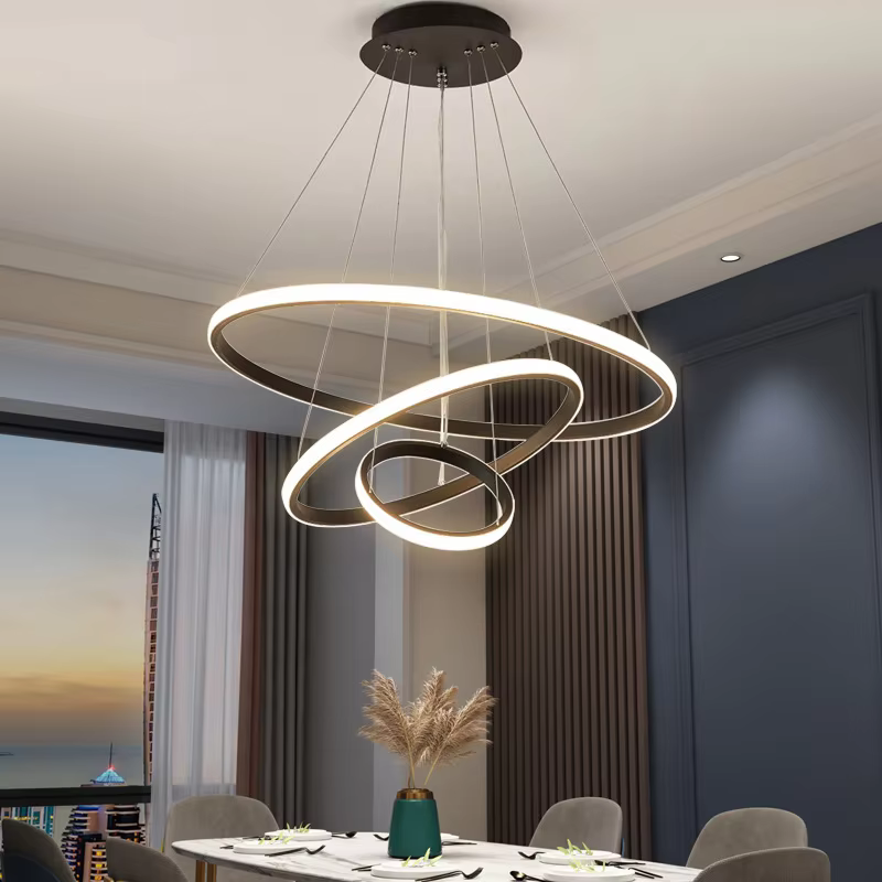 Nordic Simple Circles LED Chandelier 3 Rings lights for Dining Bar Living Room Pendant Lamp Loft home decoration