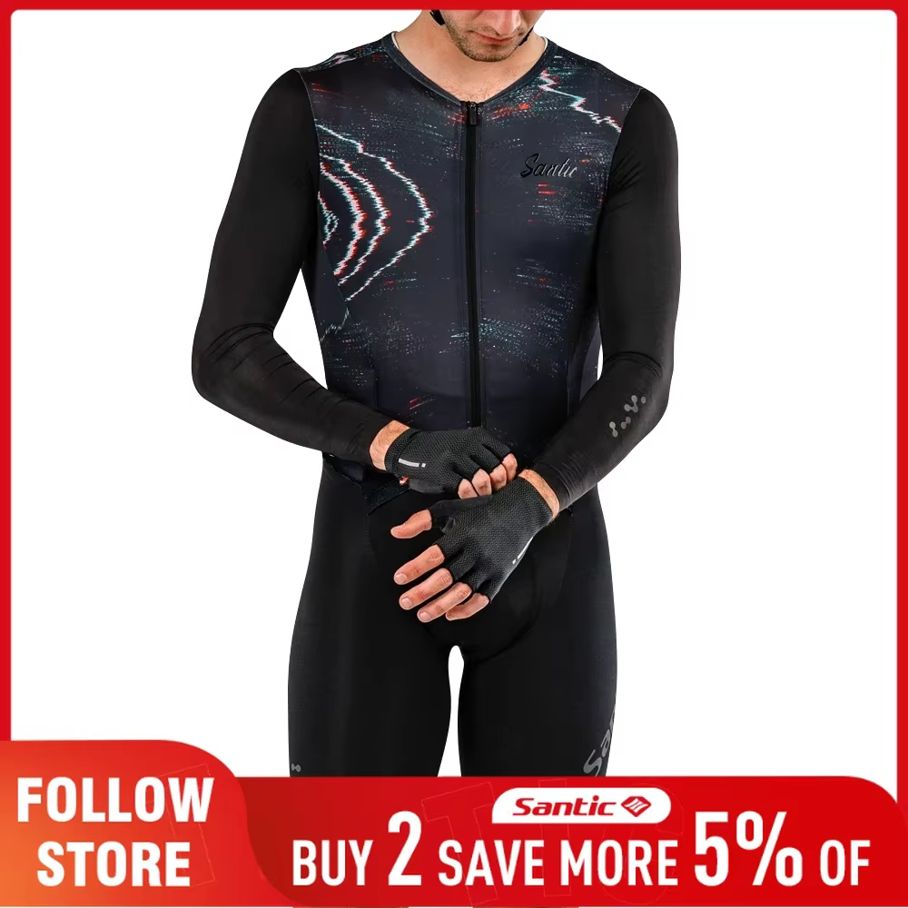 Santic High Quality Men's Racing Cycling Jersey Sets Summer Long Sleeved Cycling Jersey Imported Seat Cushion Bib Shorts Suits
