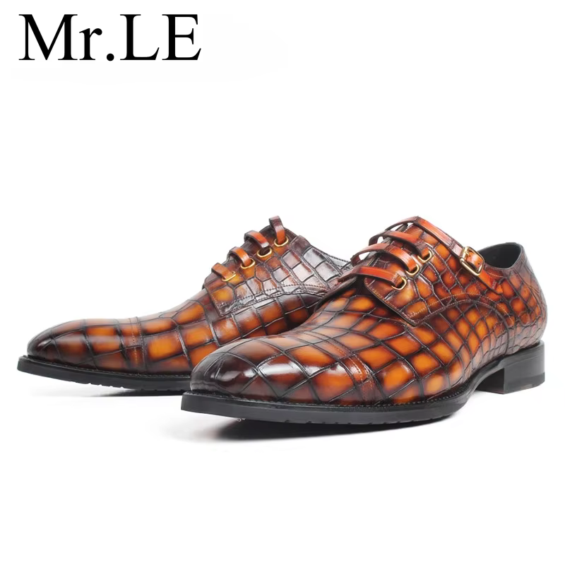 Crocodile Leather Men dress shoes Men's Derby Shoes - Durable, Comfortable, Breathable & Stylish