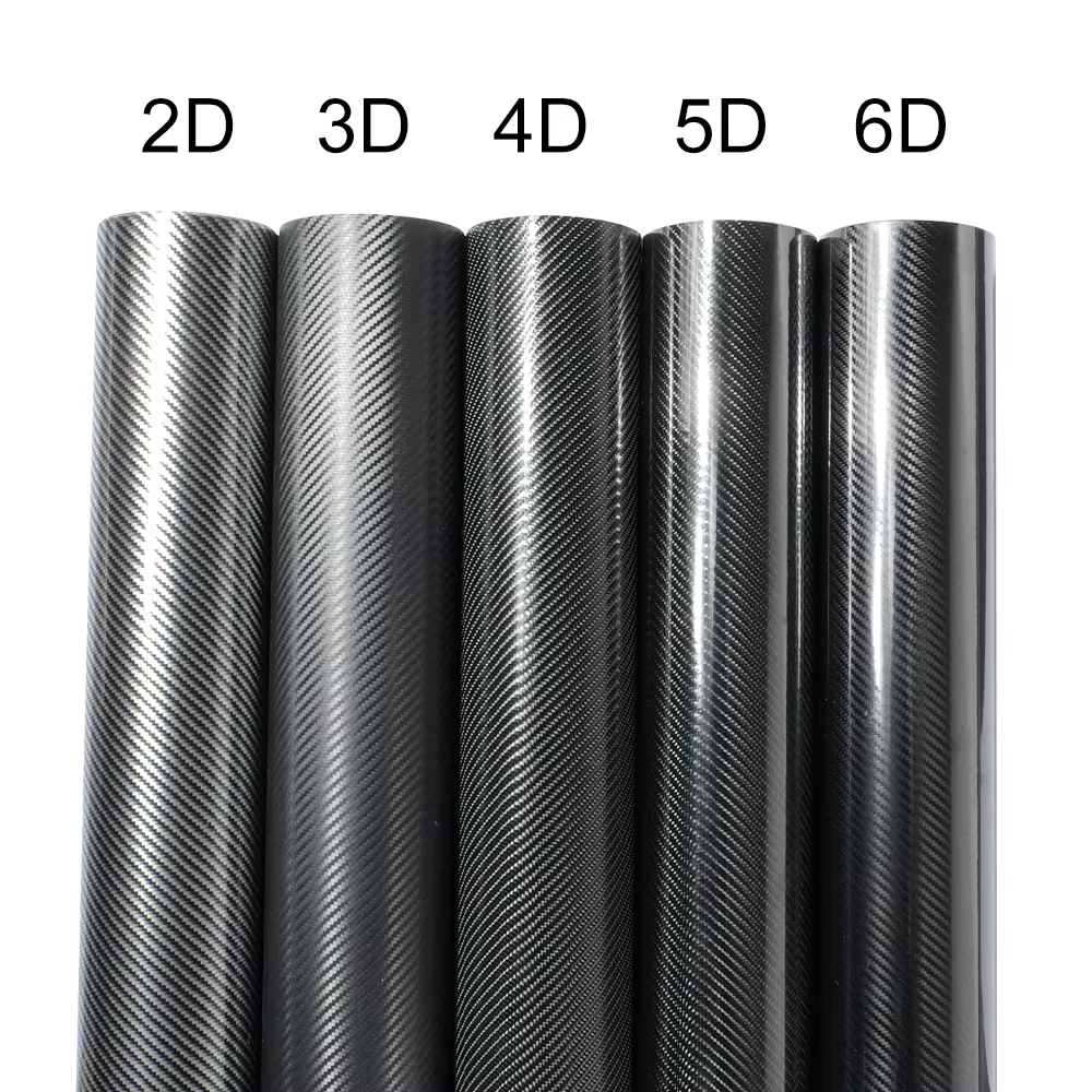 Glossy Carbon Fiber Wrapping Vinyl Film Covering 2D 3D 4D 5D 6D Car Film Auto Motorcycle Waterproof PVC Foil Car Accessories