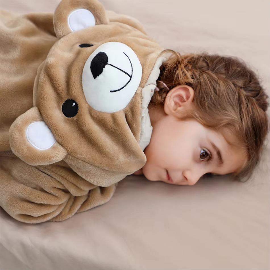 Baby Toddler Bear Onesie Soft Flannel Hooded Romper Winter Warm Animal Cartoon Pajamas for Boys Girls Kids Cozy Sleepwear