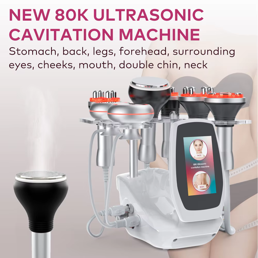 6-in-1 Ultrasonic Cavitation Slimming Machine 80KHz Vacuum RF Skin Tightening Body Sculpting Weight Loss Beauty Therapy Device