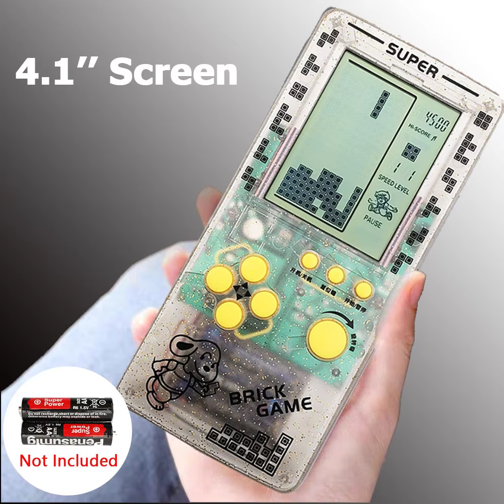 Retro Portable Handheld Game Console 4.1 Inch Large Screen White And Black Transparent Game Players for Boy Children's Toy Gift