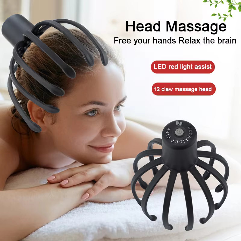 Intelligent electric octopus head massage pressure relief grasping meridian unblocking, hair stimulation relief head massager