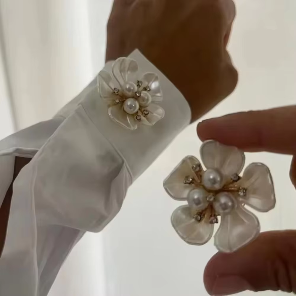 1 Stück Neue Multifunktionale Blumen-Knopfabdeckung DIY Kleidungszubehör Hemdknopf Knopfclip Verschluss Blumen-Manschettenknopf