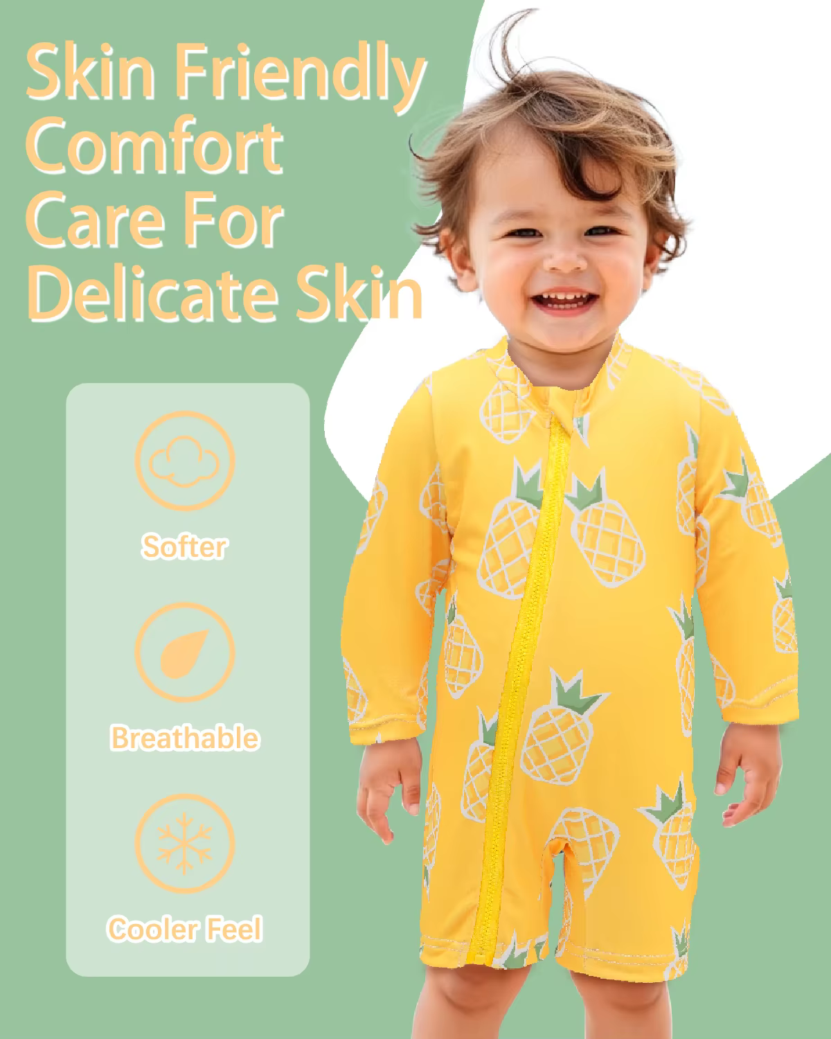 ALVABABY Long Sleeve Baby/Toddler Boy Girl Rash Guard Sets, UPF 50+ Sun Protection One Piece Zipper Bathing Suit Swimsuit