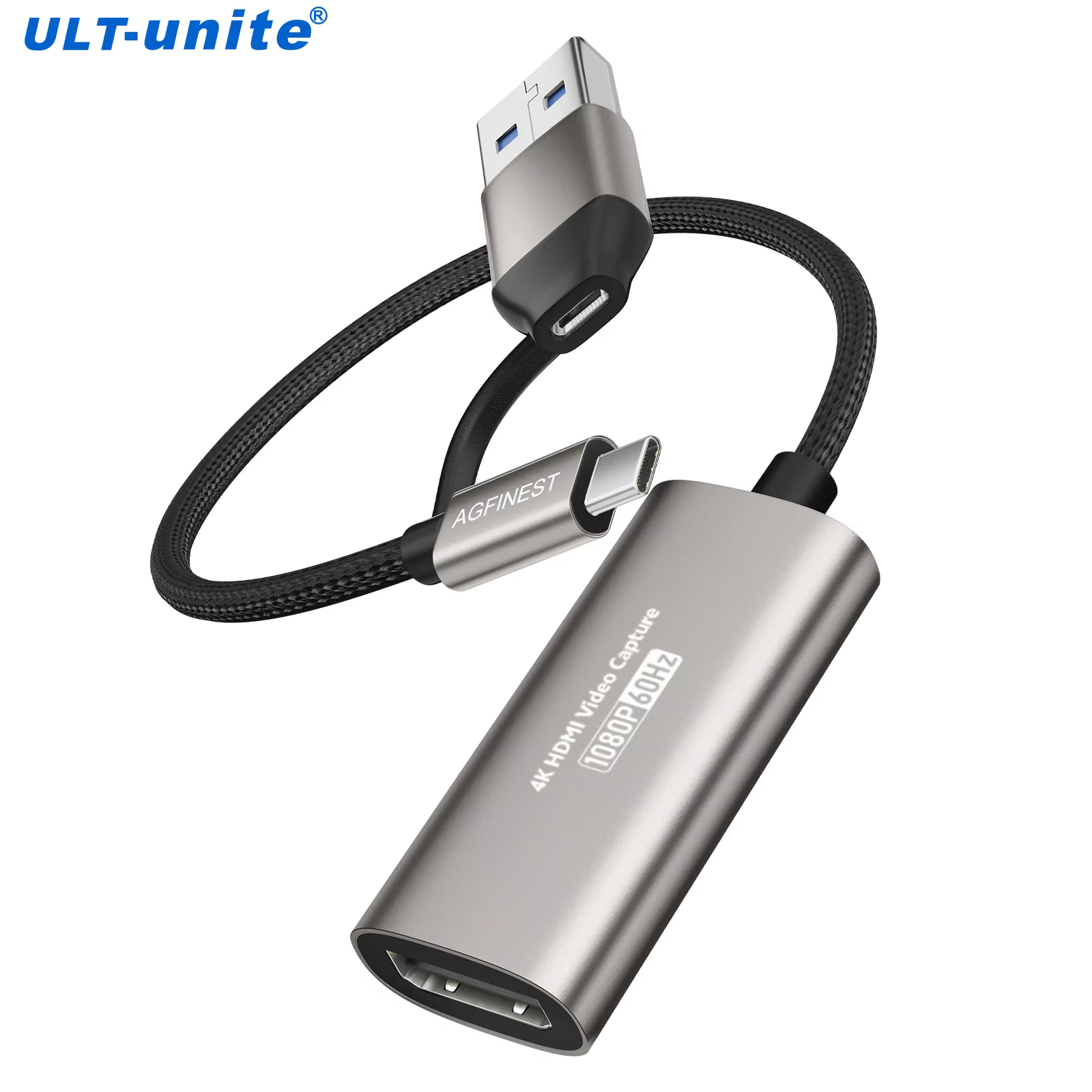 1080P Capture Card 4K Input HDMI to USB-A/USB-C USB3.0 Capture Video and Audio Recording for OBS Studio PotPlayer QT Player