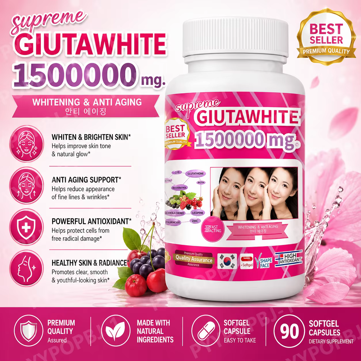 Glutathione Gummies with Vitamin C Beauty Nutrition Supplement Antioxidant Blend Daily Wellness Support Natural Formula Gummies