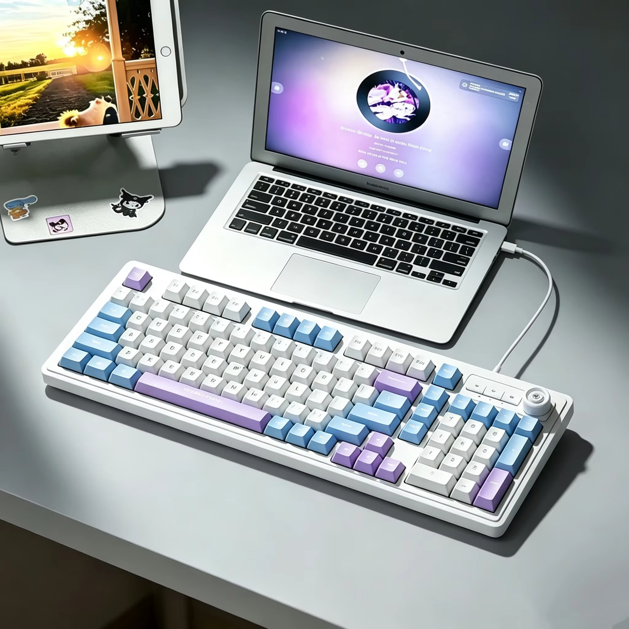 Sea Salt Purple Wired Mechanical Keyboard Quiet RGB Backlight Splicing Color Gaming Office Keyboard Universal For Laptop Desktop