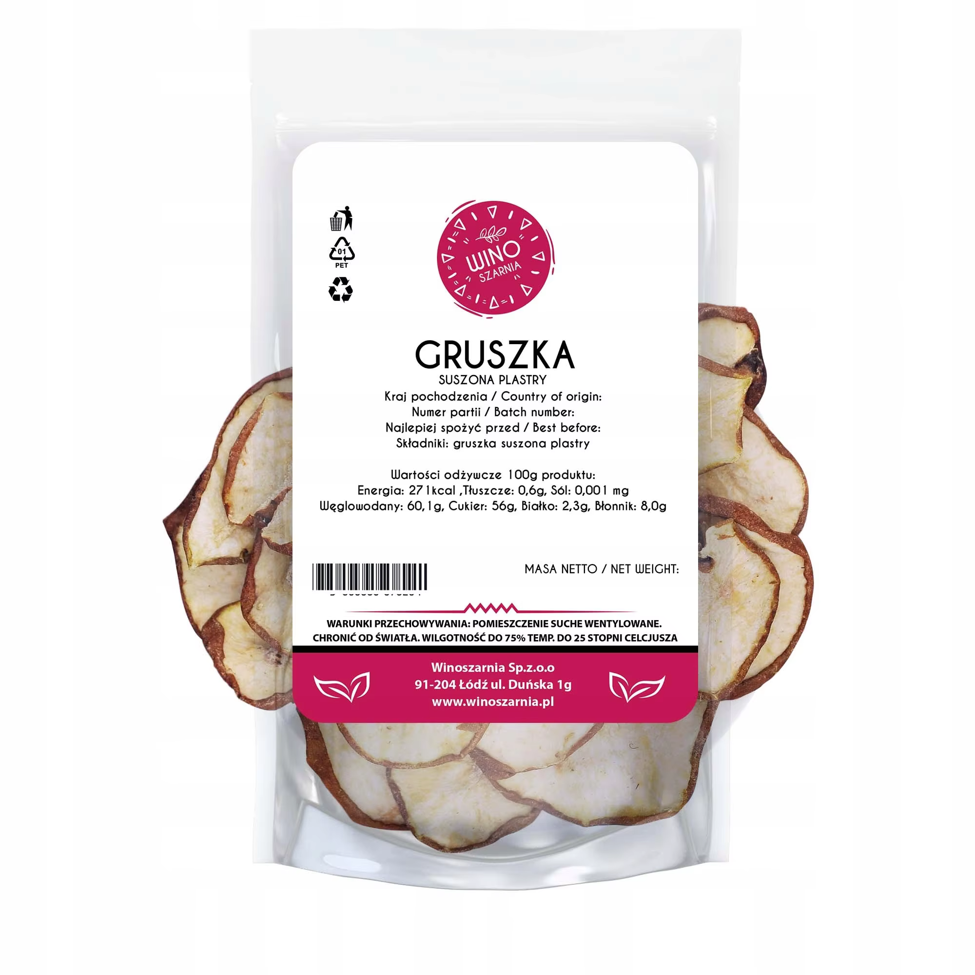 Getrocknete Birnen – 500g geschnittene Birnenchips, Produktion Polen