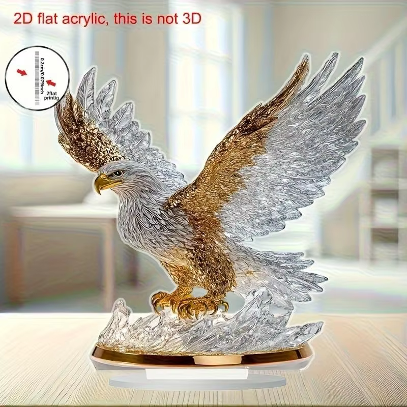 Acrylic 2D Eagle Vase Figurine- 1Pc Animal Decorative for Table, Ideal for Christmas, Halloween, Home Décor Gifts.