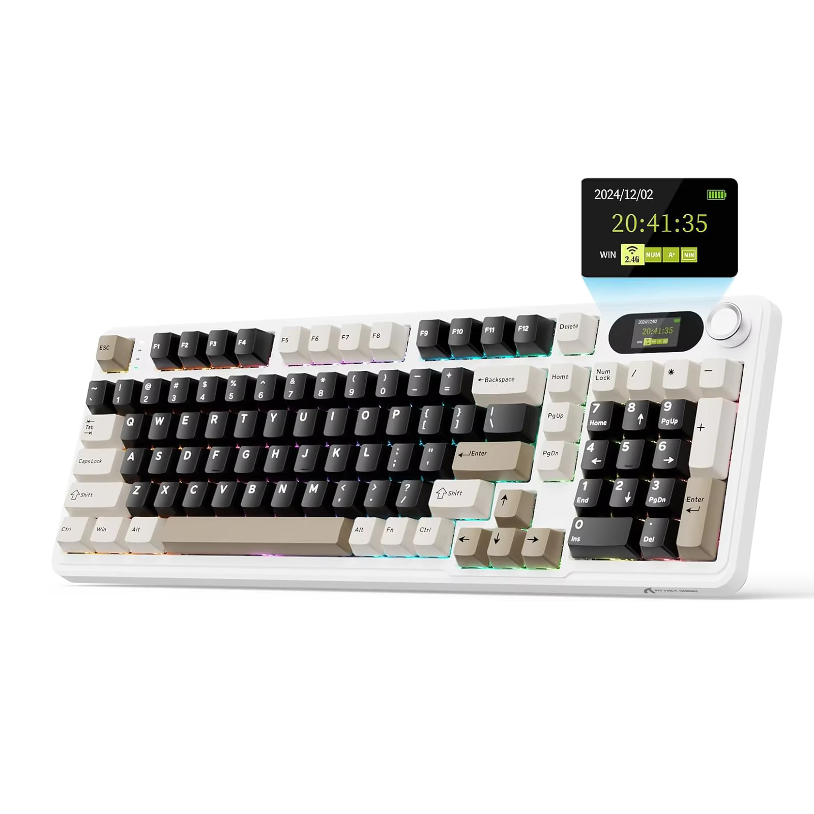 ATTACK SHARK X98Pro Wireless Mechanical Keyboard with Screen & Knob, Tri-mode Gasket Hot Swappable RGB  Keyboard, Web Driver