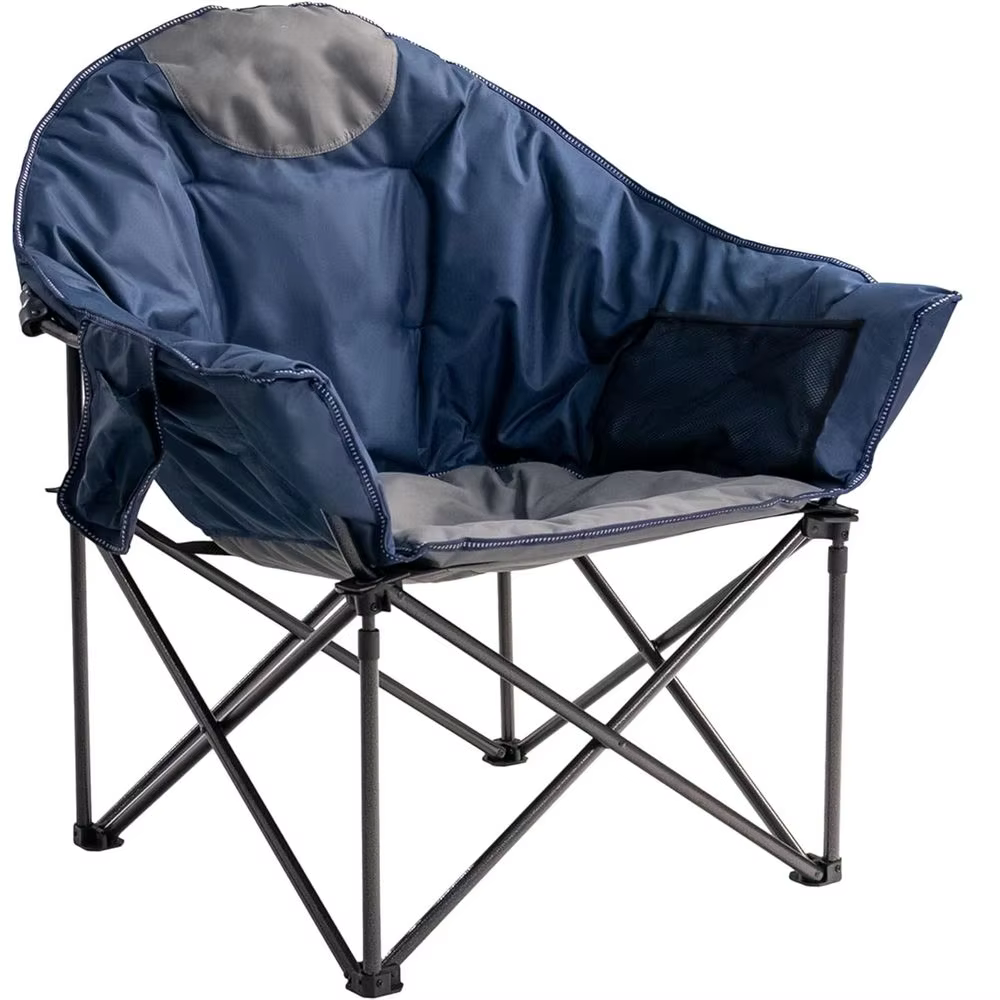 Extra Large Outdoor Chair with Cup Holder and Carry Bag, 500lbs Capacity, Suitable for Lawn, Sports, and Patio (Blue & Gray)
