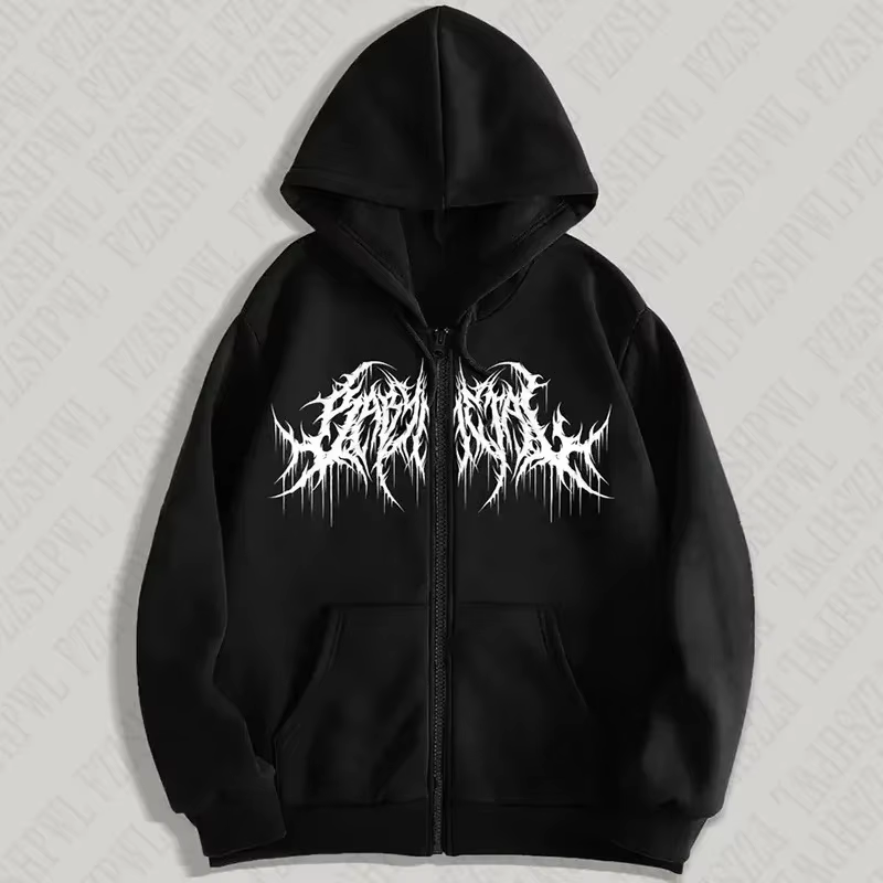 Y2K Zip-Up hoodie, men, clothes with graphic prints, hip hop style, gothic 2025 Autumn Winter keep warm long sleeves Sweatshirt