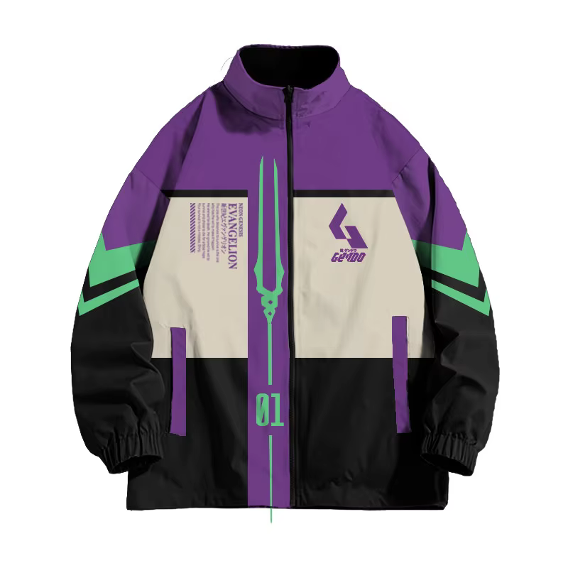 New Century Evangelion Anime Trendy Brand Jacket for Men's Autumn and Winter Casual Loose and Versatile Warm Zipper EVA Jacket