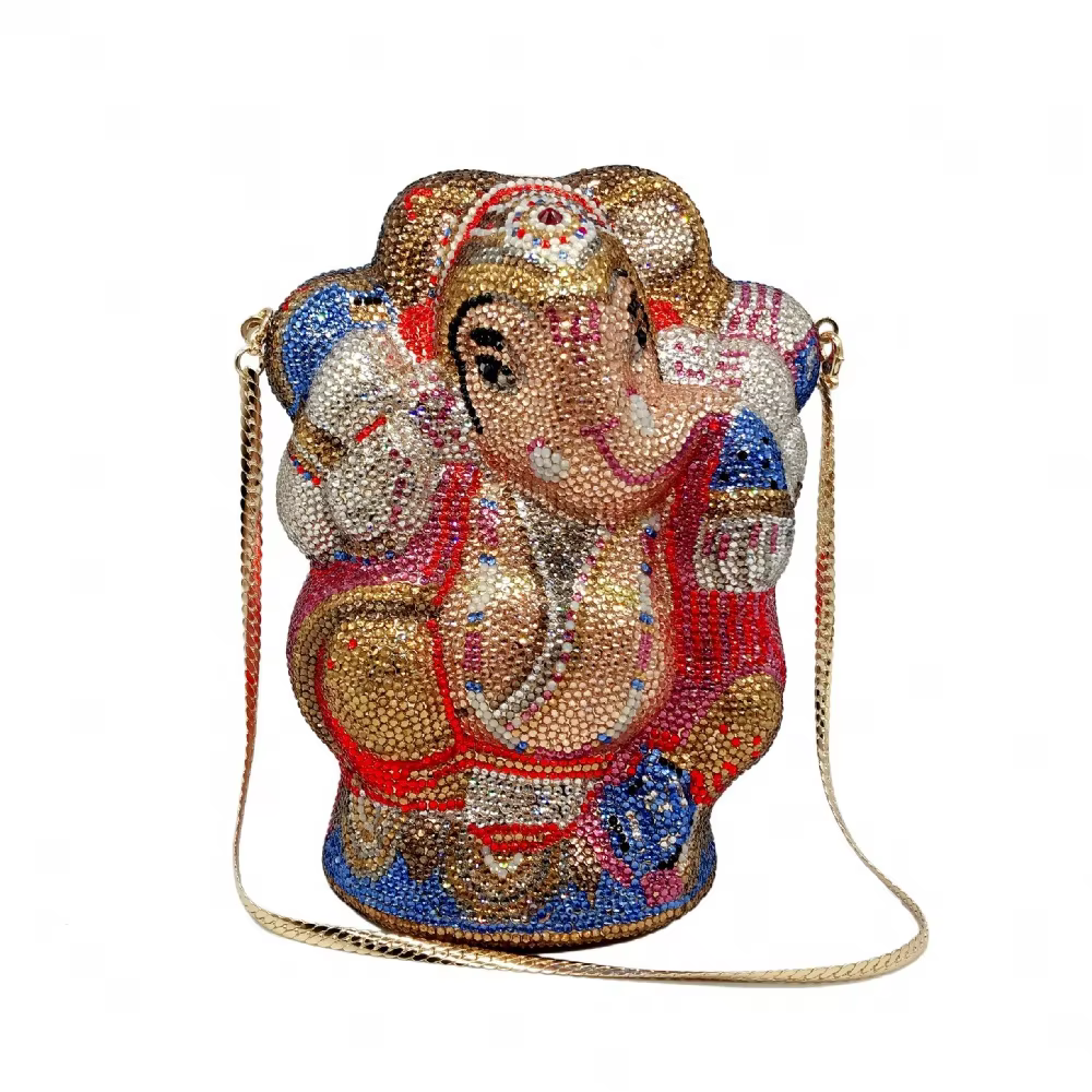 High-quality elephant-shaped ladies' crystal dinner bag and handbag for weddings, colorful cocktail party tote bag