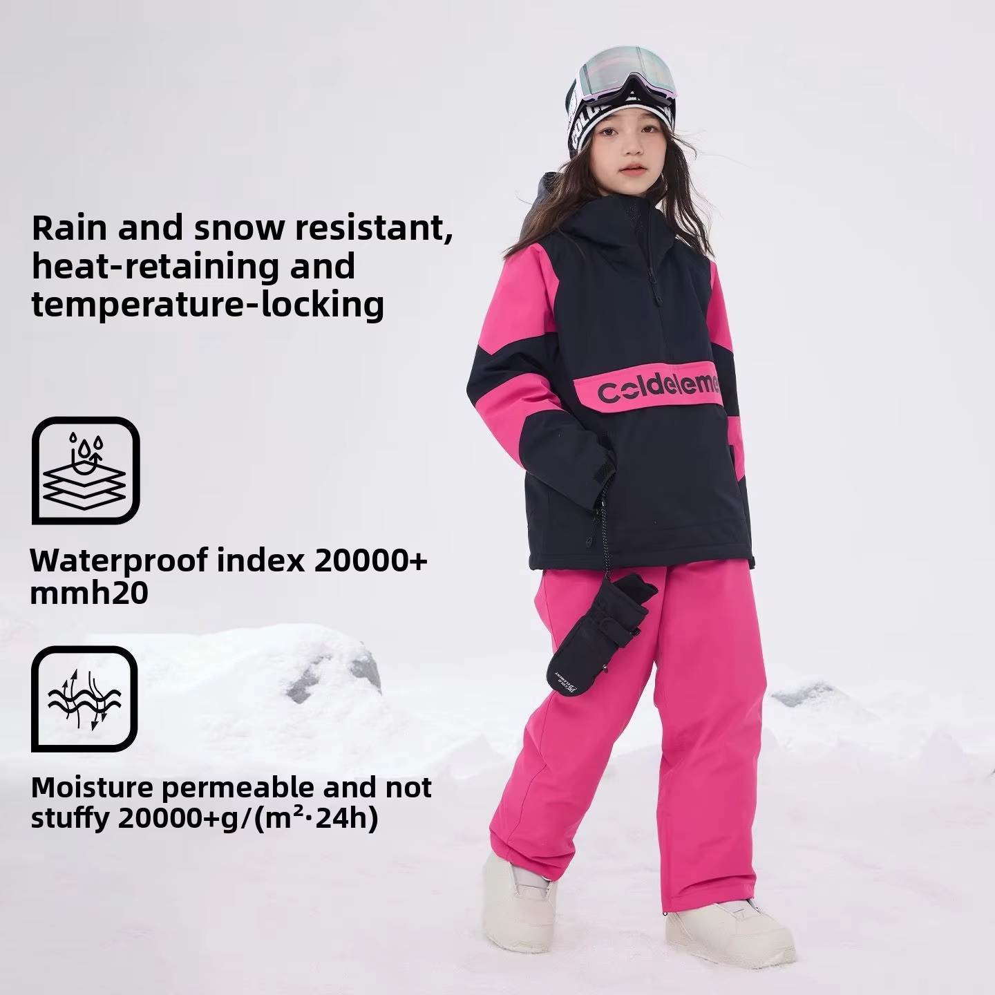 Genuine Children's Ski Suit Set, Thickened Warm Waterproof Ski Pants Outdoor Sports Equipment