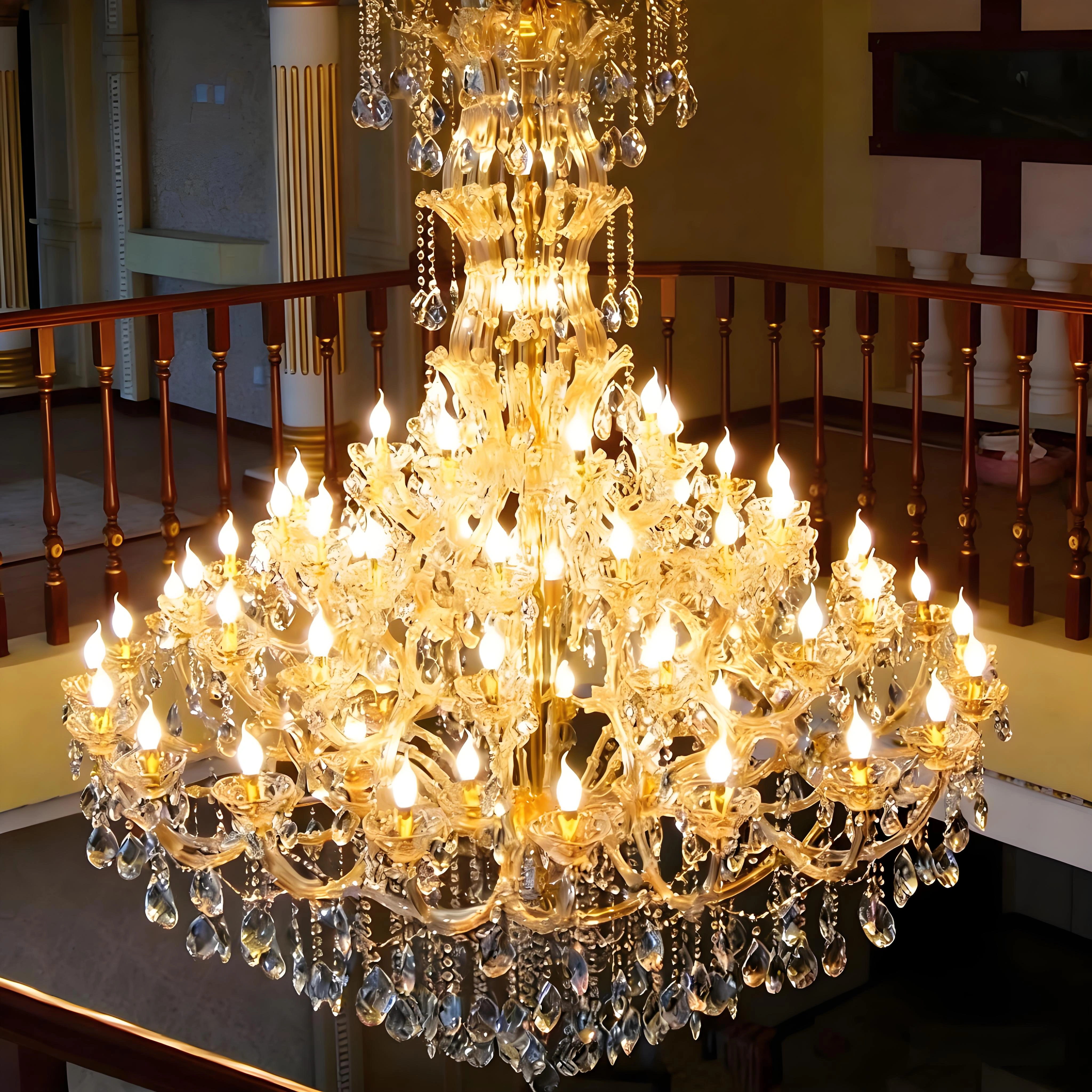 Luxury Large Crystal Chandelier - Modern LED Candle Chandelier for Hotel Lobby, Villa Living Room & Entryway Lighting