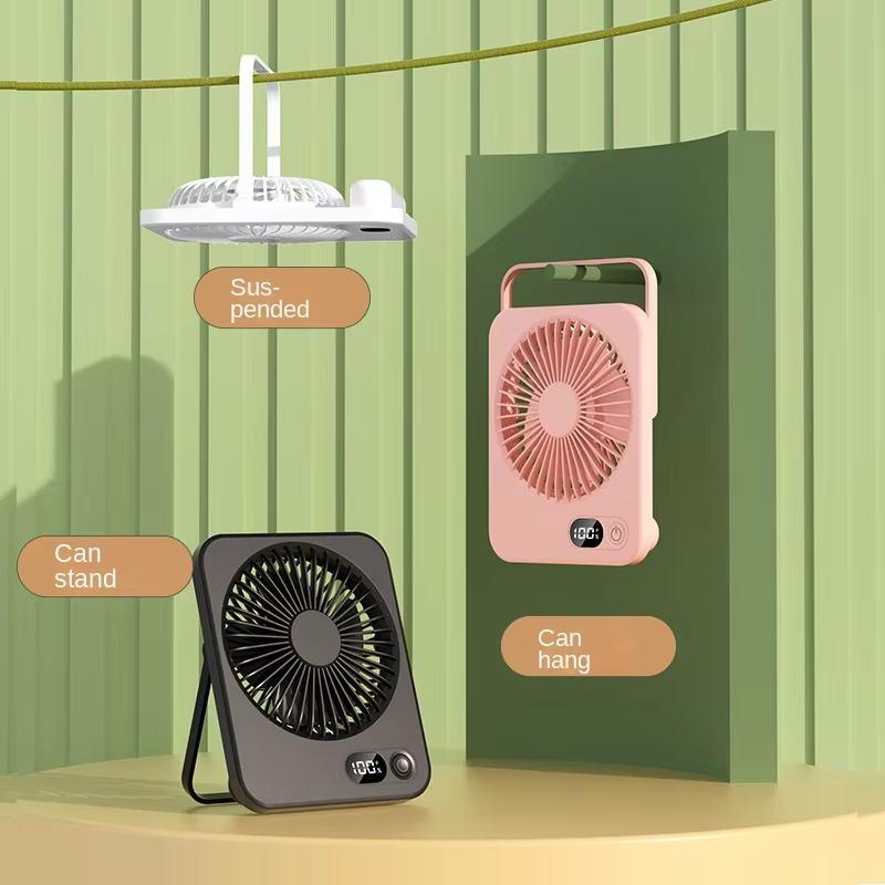 Desk Fan Table Portable USB Rechargeable 180° Tilt Folding Personal With Power Display 5 Speeds Ultra Quiet