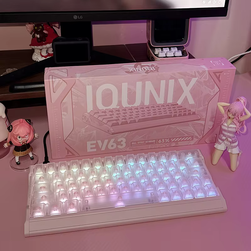 Iqunix Ev63 Mechanical Gaming Keyboard Pink Samurai 001rt Low Latency Zero-Trigger Full Aluminum Cnc Case Gaming Essential