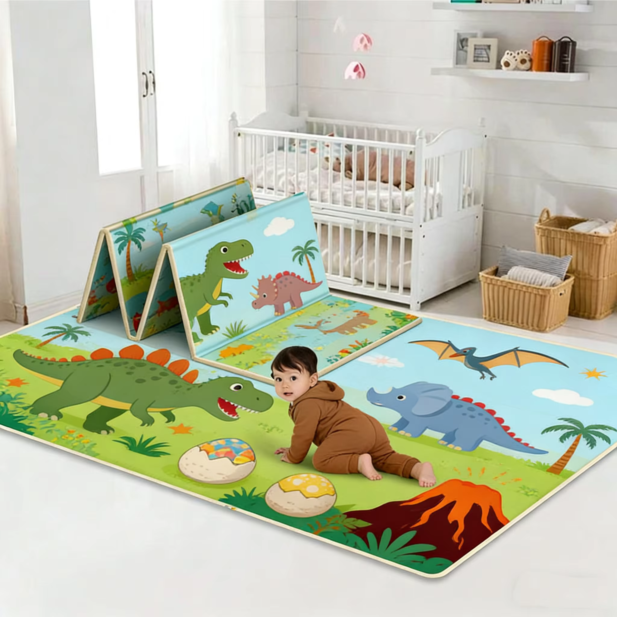 Children's Carpet Soft Foam Pad New Baby Folding Crawling Activity Mat Kids Cartoon Waterproof Crawling Game Carpet Double-sided