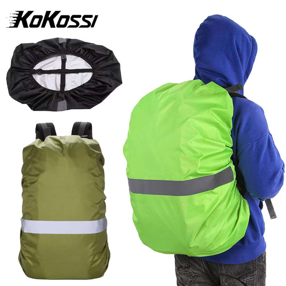 KoKossi 1Pcs 20-60L Night Safety Reflective Oxford Cloth Rain Cover Outdoor Backpack Waterproof Cover Cycling Hiking Dust Cover