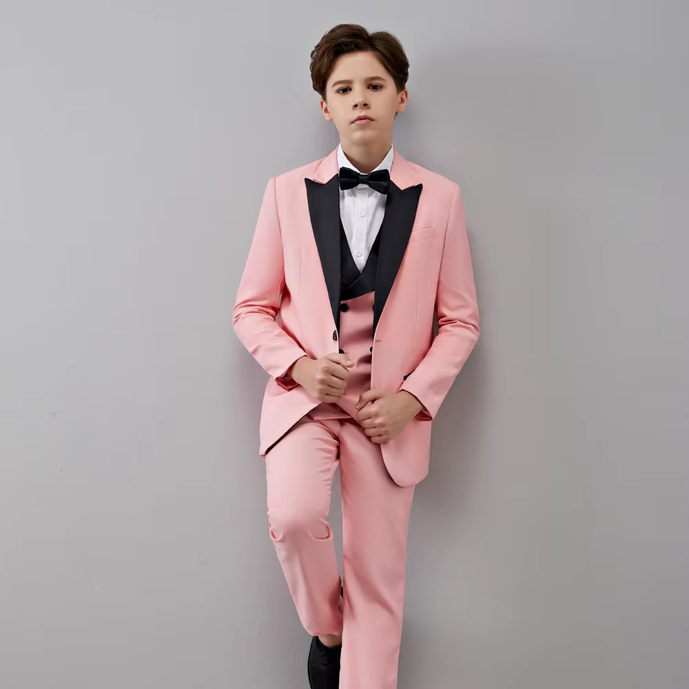 Kids Clothes Chic Peak Lapel One Button Children Tuxedos Slim Formal Wedding Party 3 Piece Elegant Fashion Suits for Boy