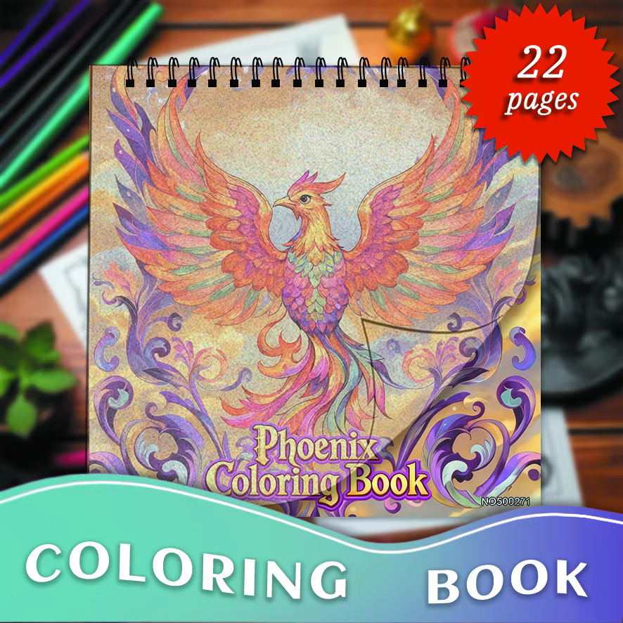Phoenix Coloring Book - 8.3×11.2 Inches, 22 Pages. Excellent for Mythical Relaxation, Stress